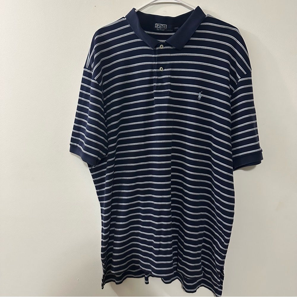Polo Ralph Lauren Striped Blue And White Luxury Collar Polo Shirt Men’s Size XXL